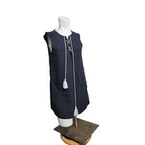 Entro Anthropologie Medium Tunic Dress tassel adjustable sleeveless lining